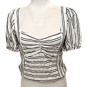 Saltwater LUXE Women's Black & White Cropped Baby Doll Top Size S (NWT)